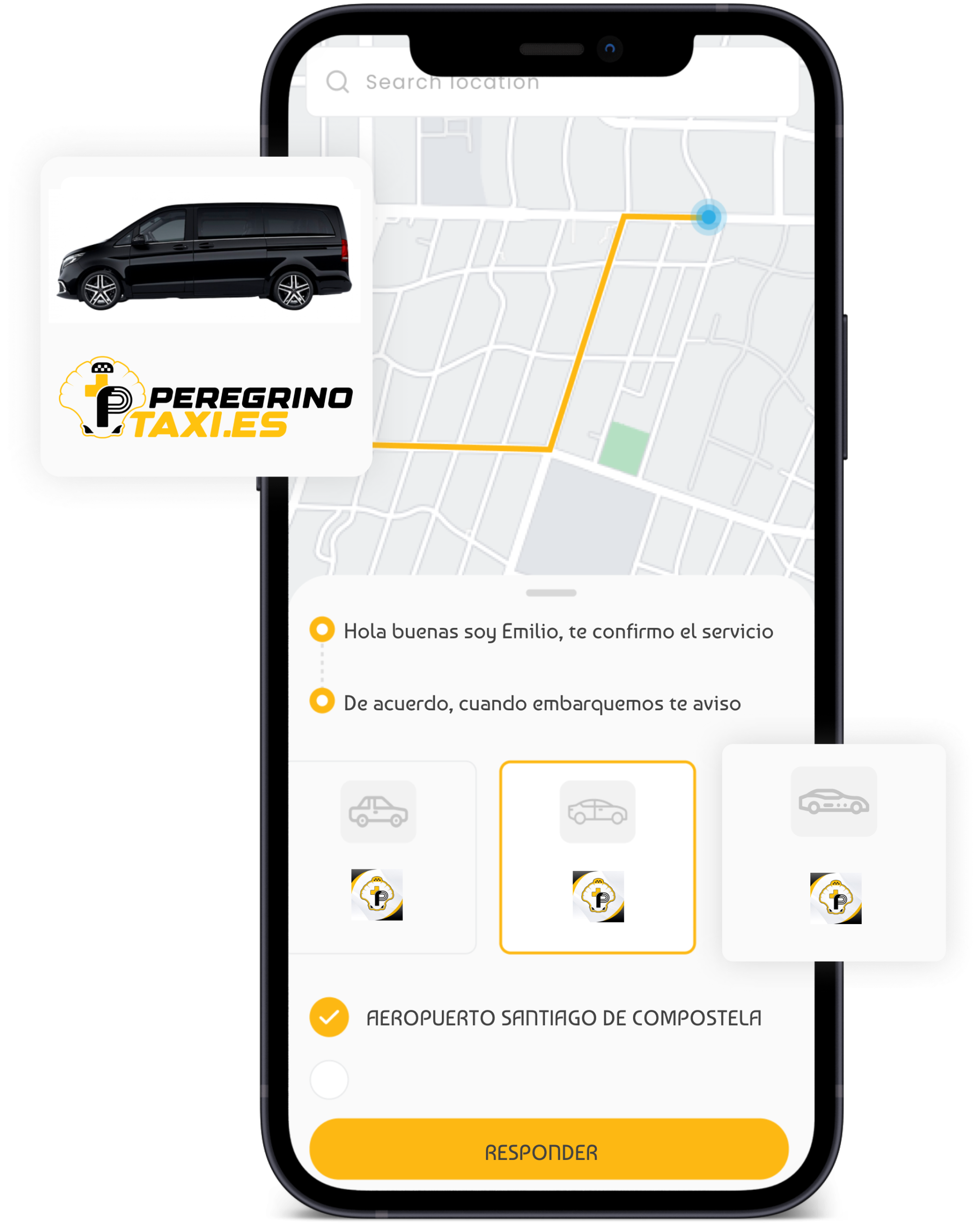 peregrino taxi en el Camino de Santiago con la nueva APP